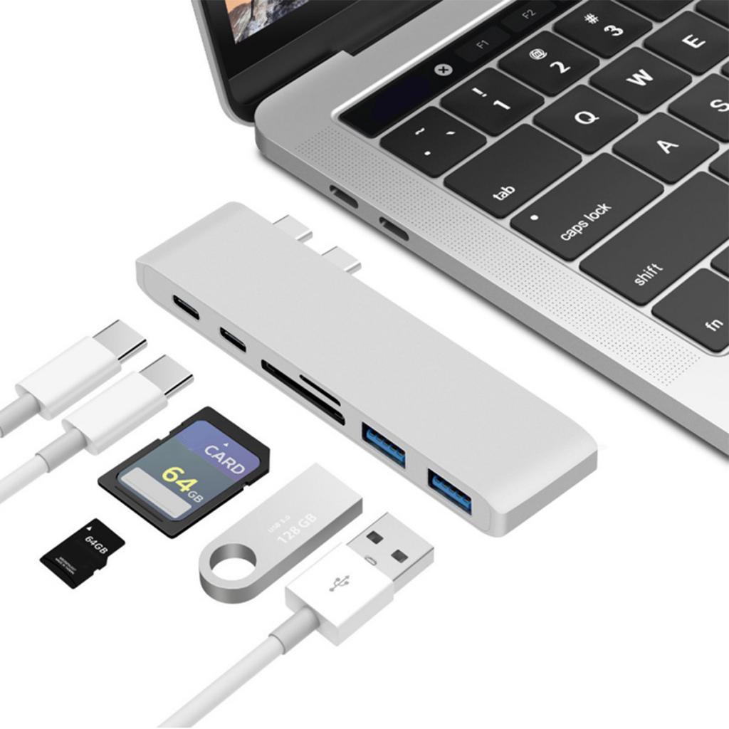 6 in1 USB C Type C Adapter + Card Reader+2 USB 3.0 Port for MacBook Pro