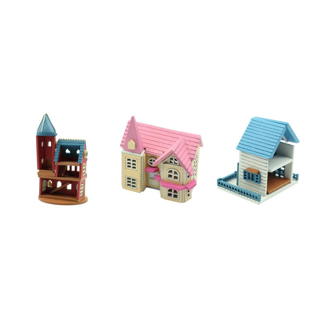 Wonderful DIY Handcraft Miniature Wooden Dolls House Gifts Pink