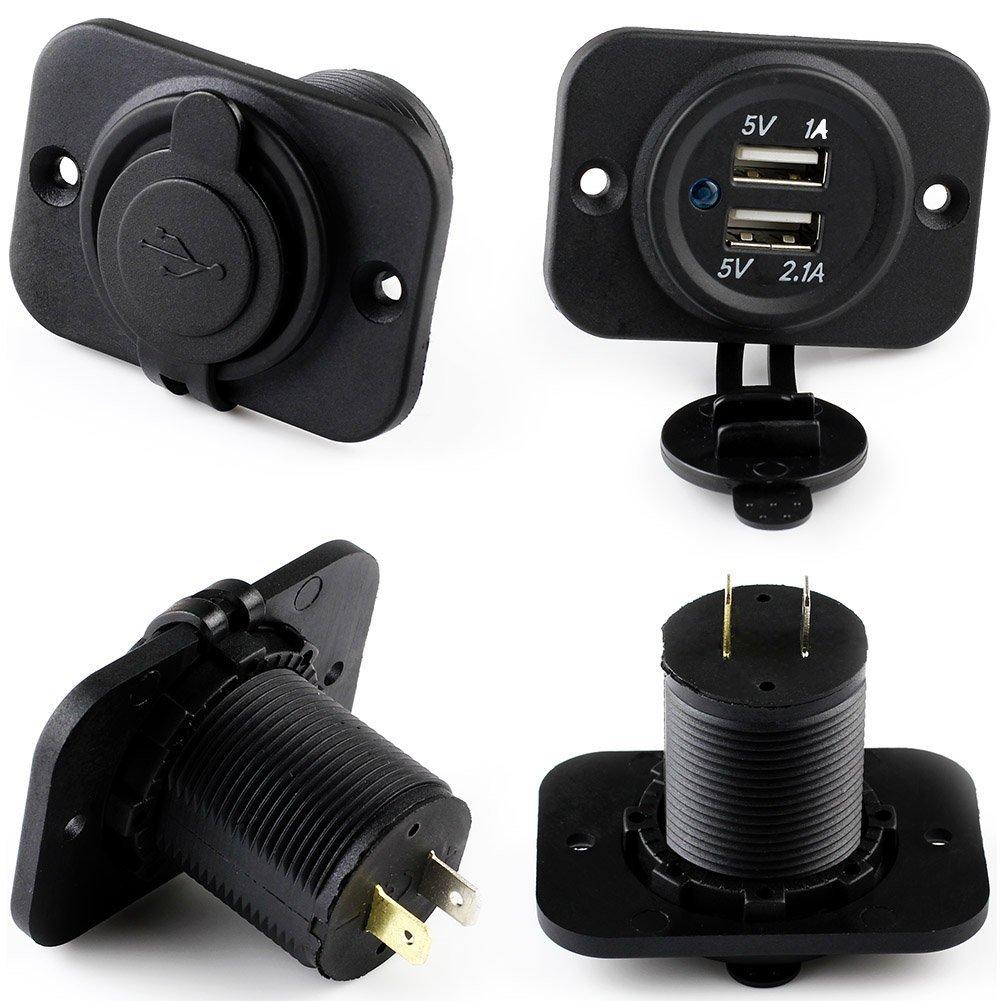 3.1Amp Dual USB Socket Charger Power Outlet for Car Boat Marine Motorcycle with Blue LED Digital Display - 12V