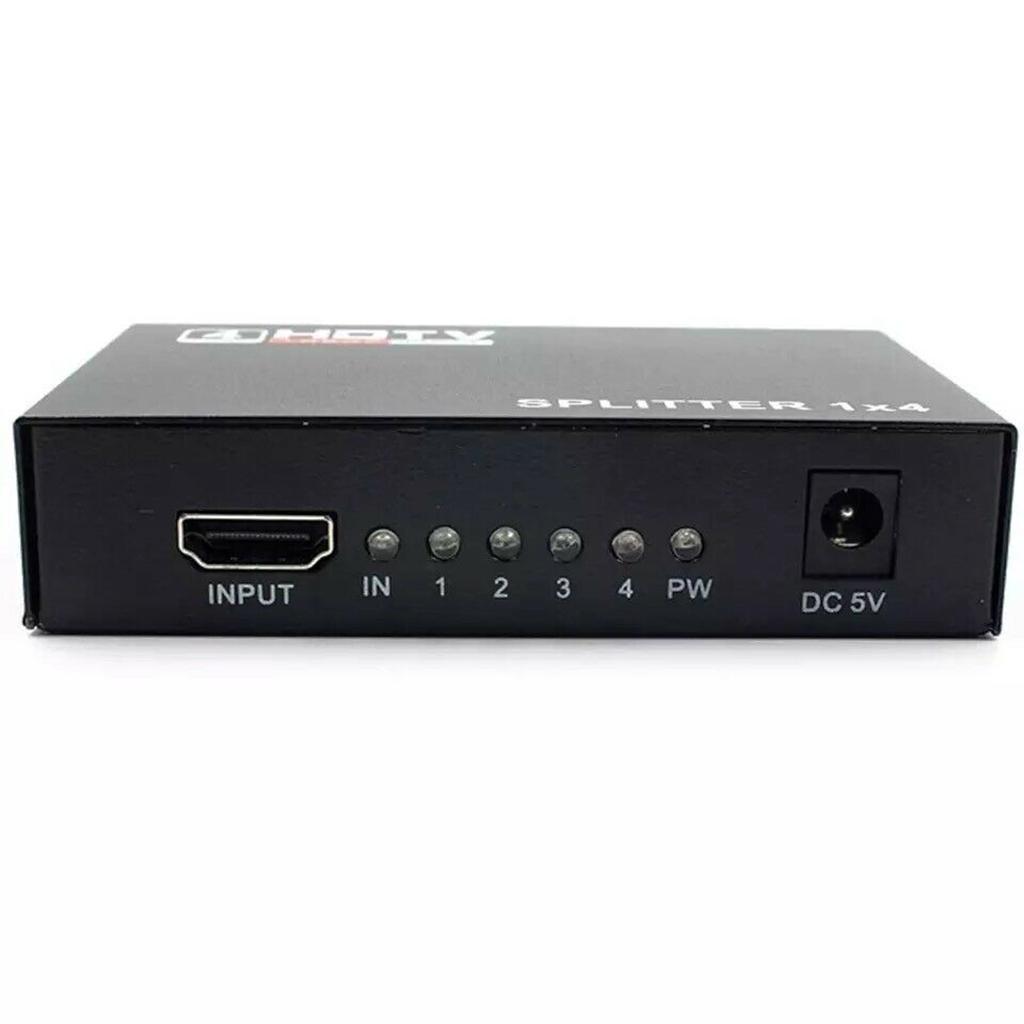 1X4 Full HD HDMI Splitter 4 Port Hub Repeater Amplifier AC/DC Power Adapter