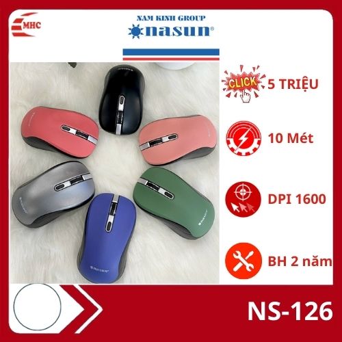 Chuột không dây siêu bền Nasun NS-126 kết nối xa 10m- Hàng chính hãng