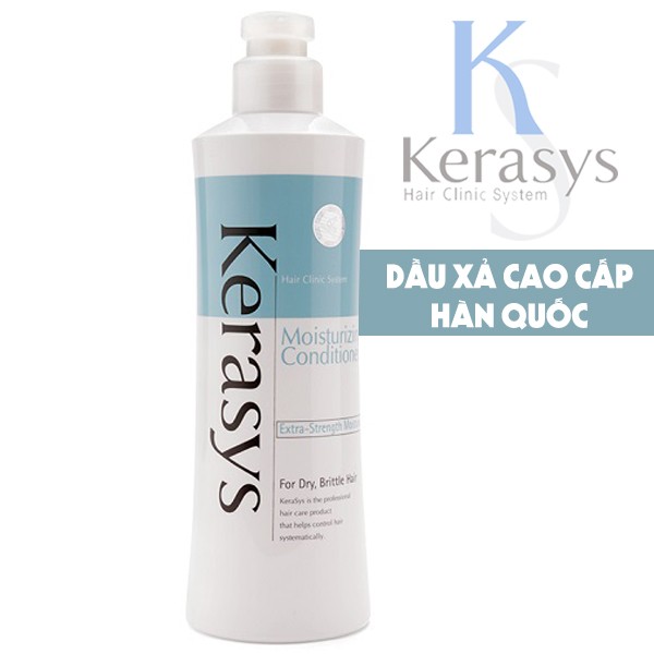 Bộ dầu gội/xả Kerasys Moisture cân bằng độ ẩm cho tóc xơ rồi Hàn Quốc (2x600ml) tặng kèm móc khoá