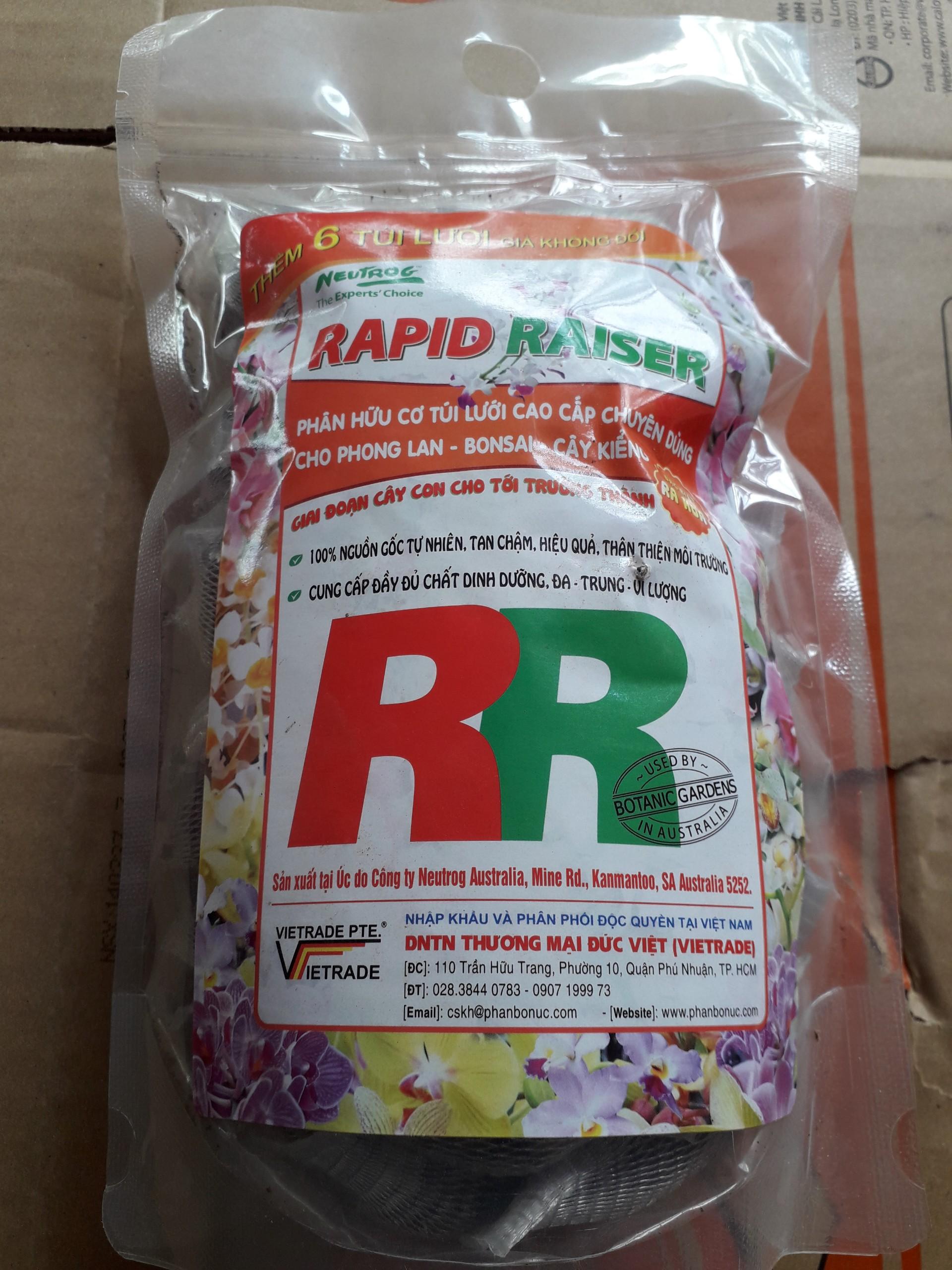 Phân bón hữu cơ đậm đặc túi lưới Rapid Raiser , tan chậm, dùng cho cây chuẩn bị ra hoa, hoa lan, cây kiểng, nhập khẩu Úc - ]