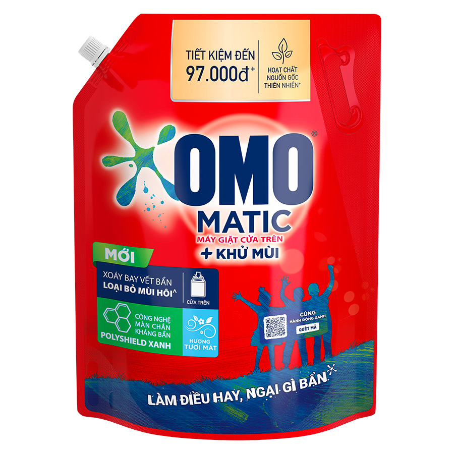 TúI Nước Giặt Omo Matic Cho Máy Giặt Cửa Trên Xoáy Bay Vết Bẩn Sạch Bẩn Khử Mùi Toàn Diện 3.9Kg