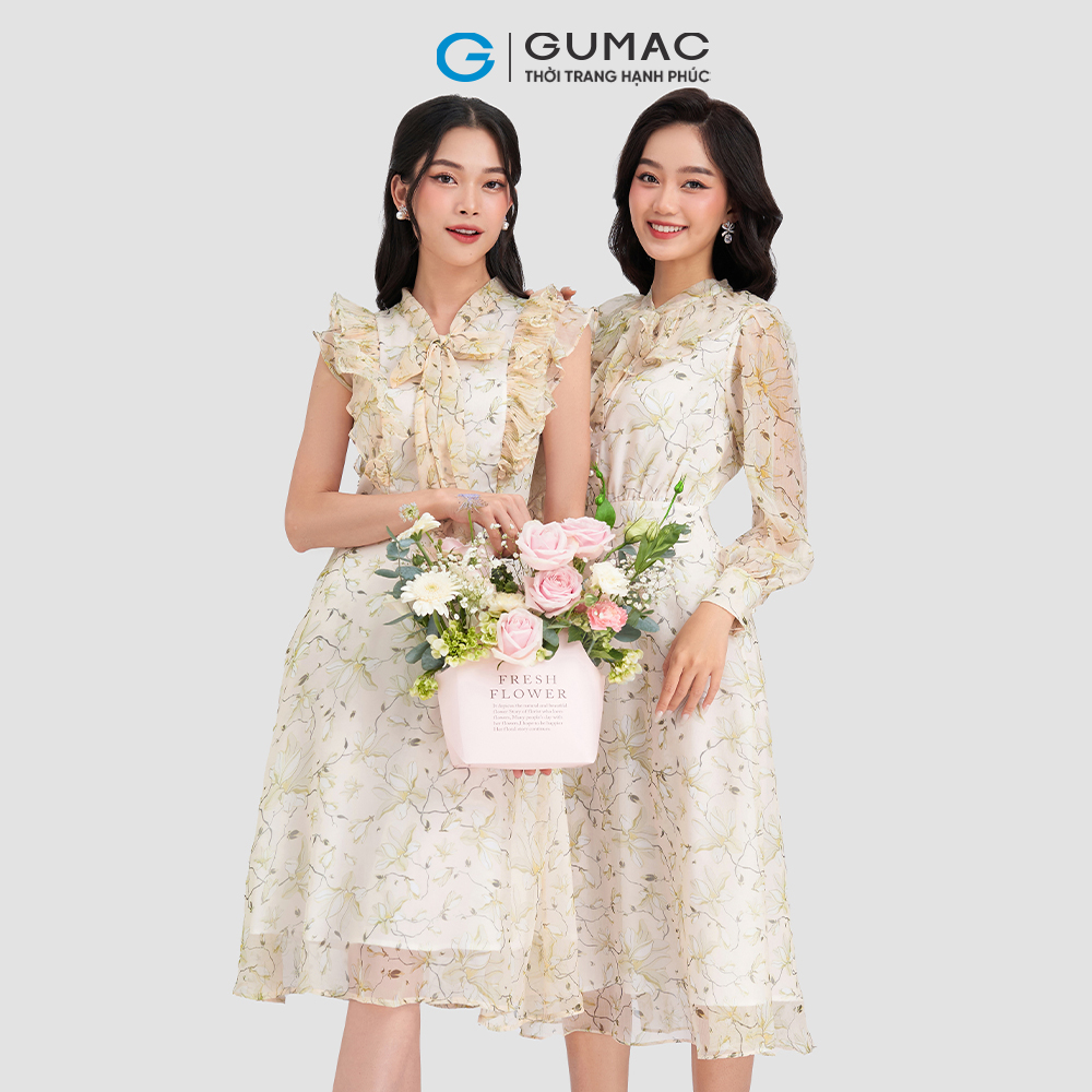 Đầm bâu kiểu bèo nhún GUMAC DD03005