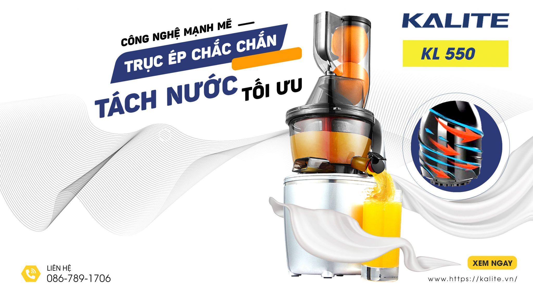 Máy Ép Chậm Châu Âu KALITE KL-550 Công Suất 240W - Hàng Chính Hãng