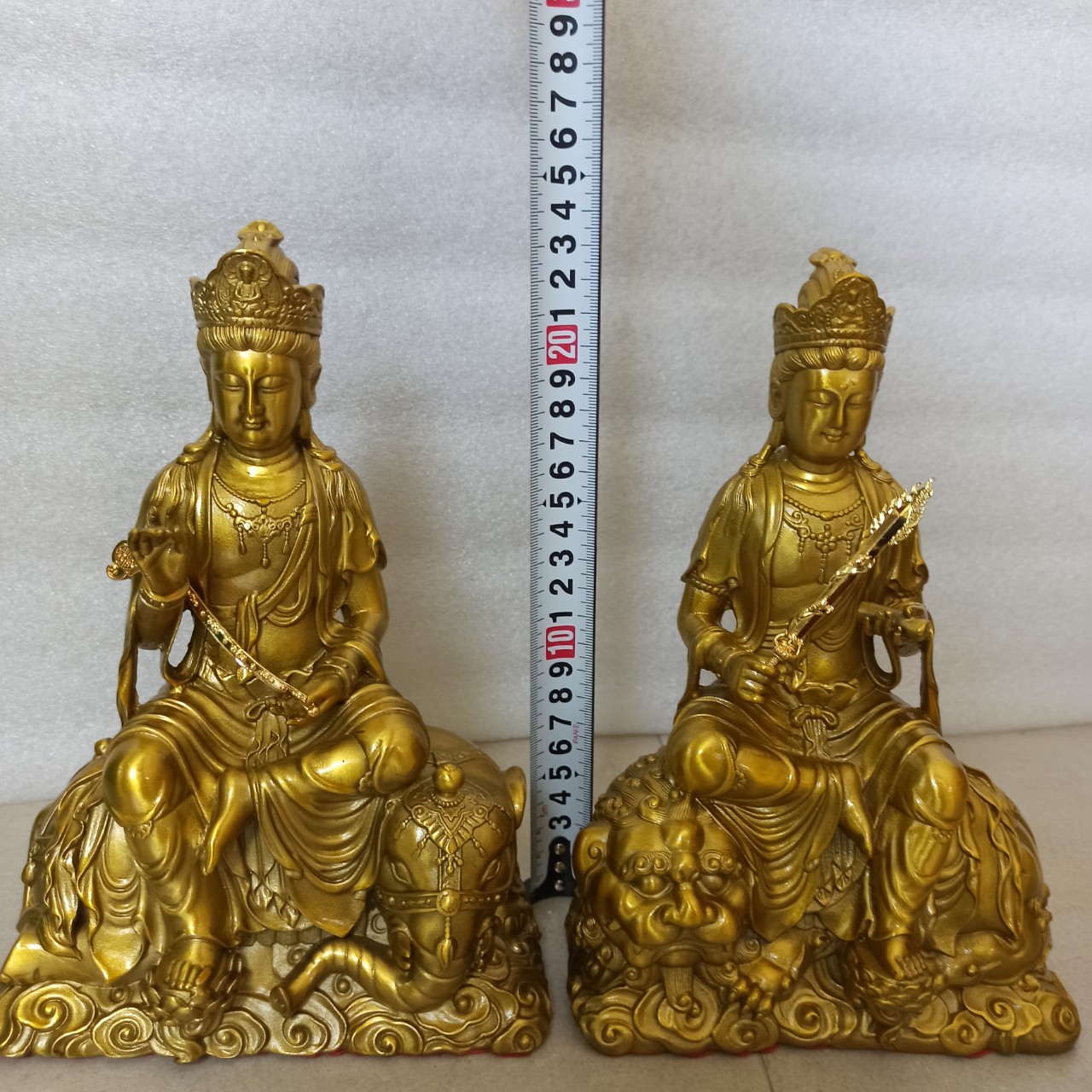 Cặp Tượng Bồ Tát Văn Thù Phổ Hiền Bằng Đồng, Văn Thù Phổ Hiền Bồ Tát Bằng Đồng Vàng- Đồ Đồng Nguyệt Ánh