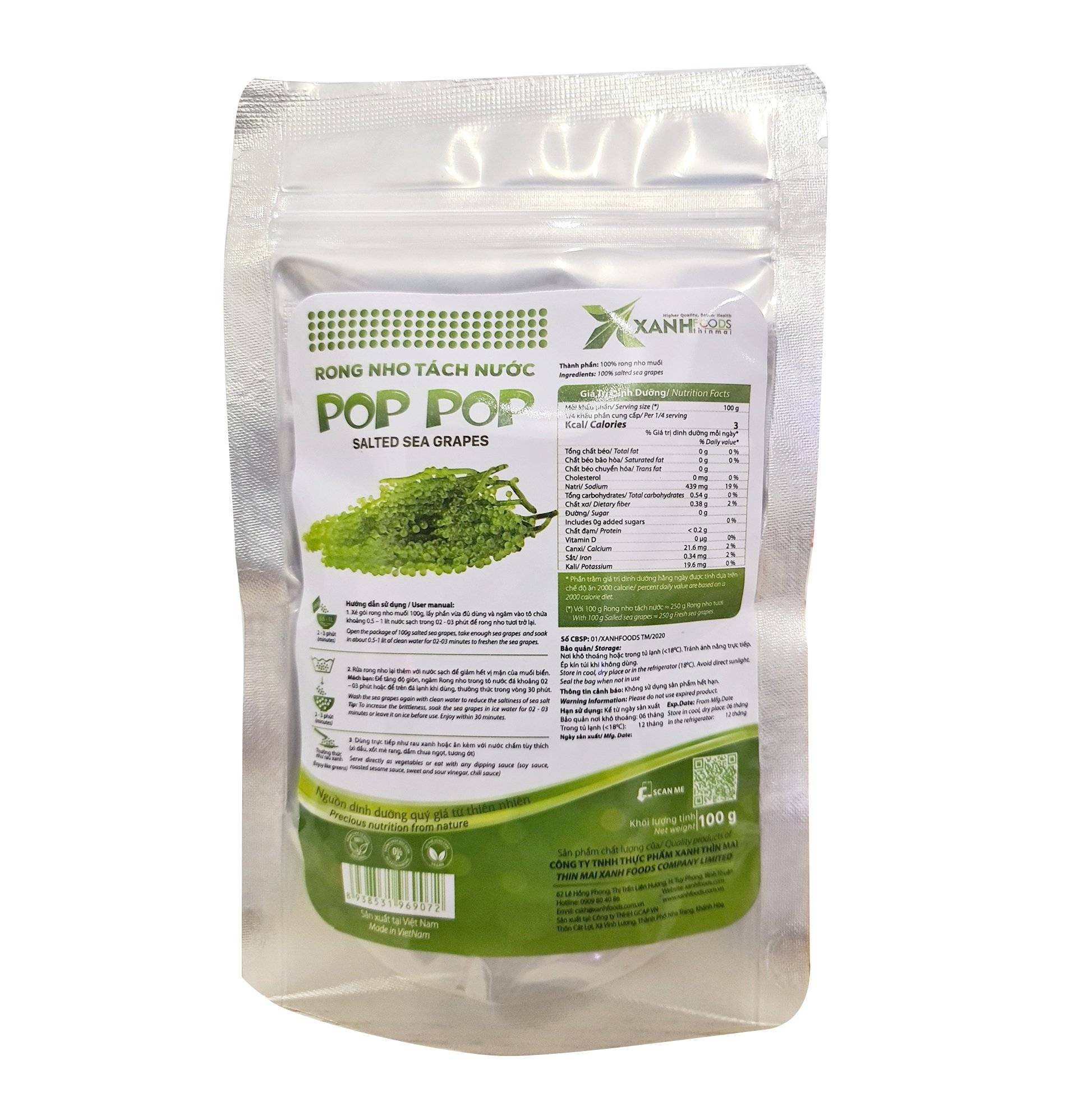 Rong nho tách nước POP POP 100g (zipper)