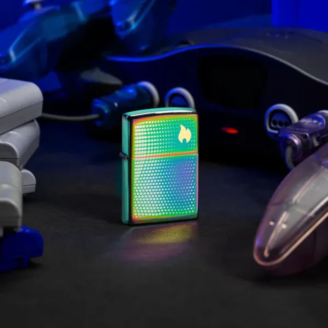 Bật Lửa Zippo Chính Hãng Mỹ Dot Matrix Design Ánh Cầu Vồng 7 Màu - Khắc Laser Họa Tiết Chấm Bi, Màu Lóng Lánh Đổi Màu, Chống Gió, Bảo Hành Trọn Đời