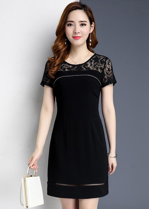 Đầm Suông Nữ Phối Ren Thời Trang