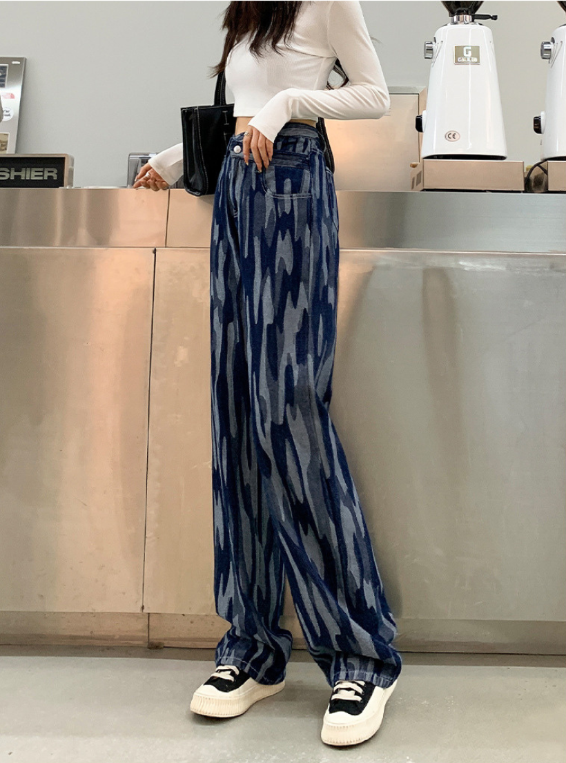 Quần jeans suông dài nữ HQJeans lưng đắp chéo họa tiết mẫu mới