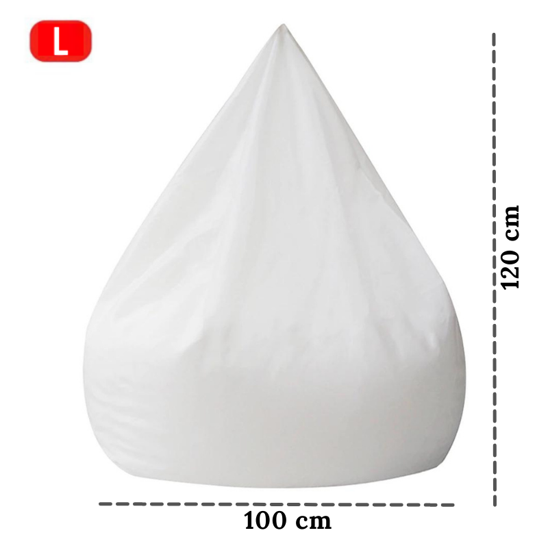 Lót Ghế Lười Hạt Xốp 3ii Home Màu Trắng Size L 100x120cm Hình Trái Lê