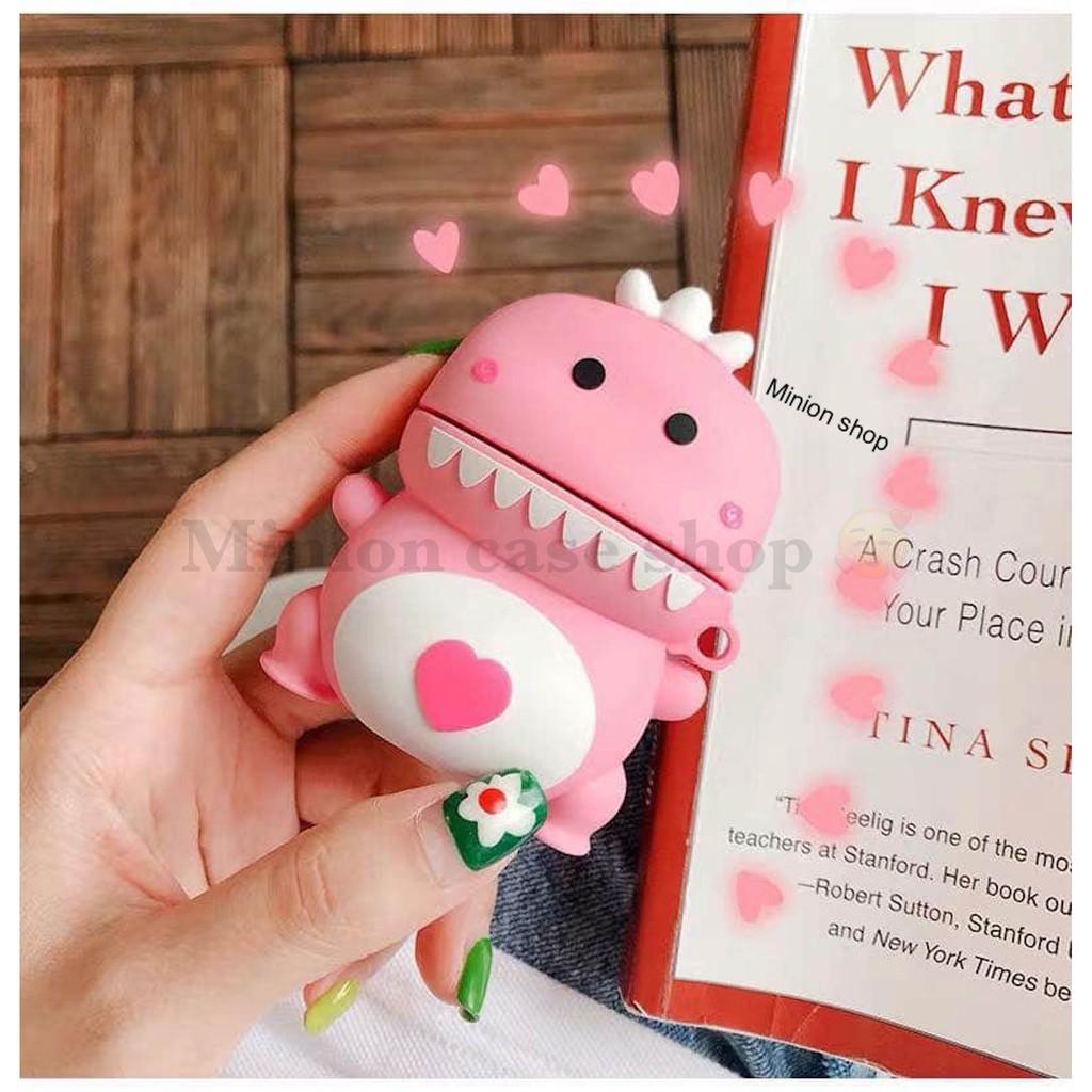 Bao Case Ốp dành cho airpod 1 và 2, cho tai nghe bluetooth i11,i12, i100, i9s... silicon 3D khủng long kute cao cấp