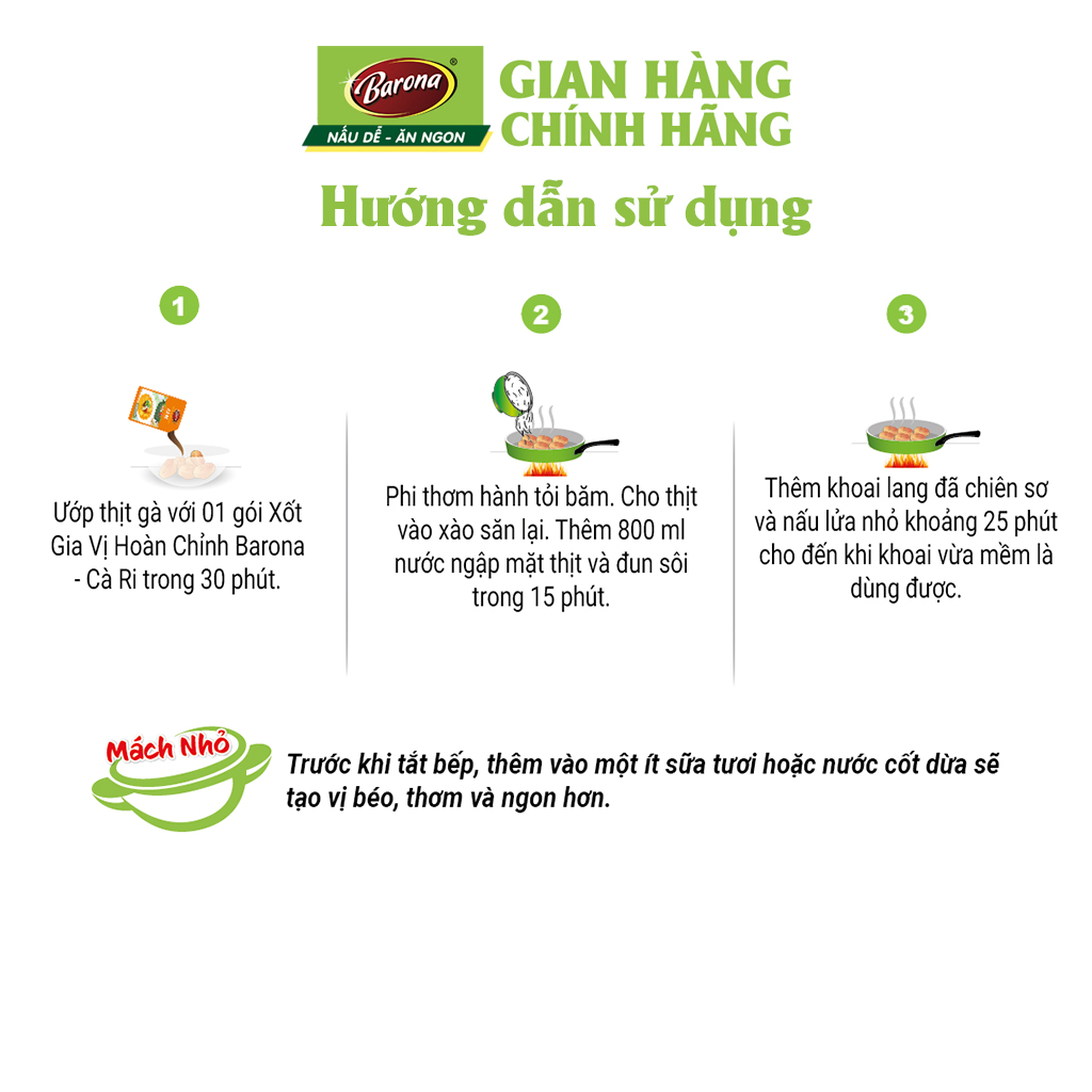 Combo 5 gói Gia Vị Cà Ri Barona 80g ướp ngon chuẩn vị không cần nêm nếm