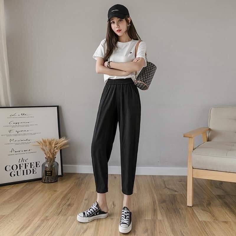 Quần Bagy Cạp Chun Nữ Chất Vải Mềm Mịn Mát Màu Kem Sz M (56-62kg) (Mẫu 1)