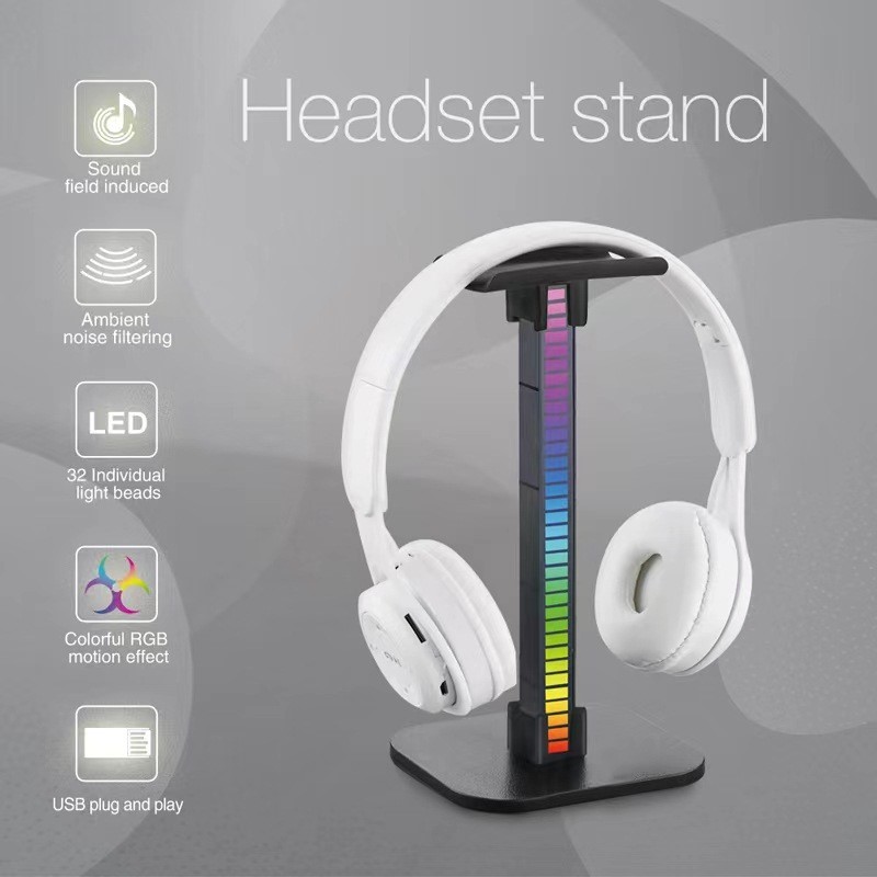 Giá treo tai nghe T12 Led RGB cảm biến âm thanh nháy theo nhạc-Dru-hàng chính hãng