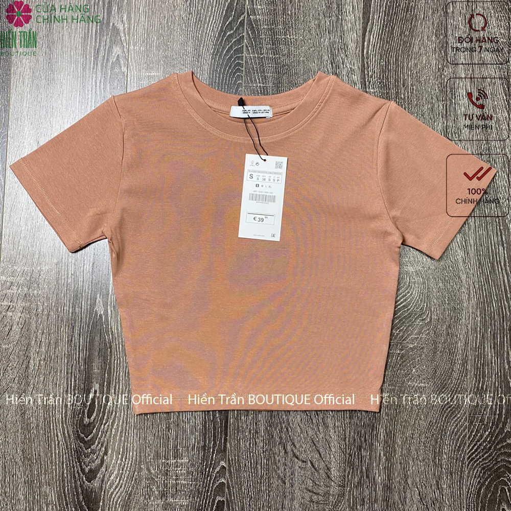 Áo croptop nữ Hiền Trần BOUTIQUE cổ tròn vải cotton bozip co giãn thoáng mát freesize ngắn tay thun đẹp