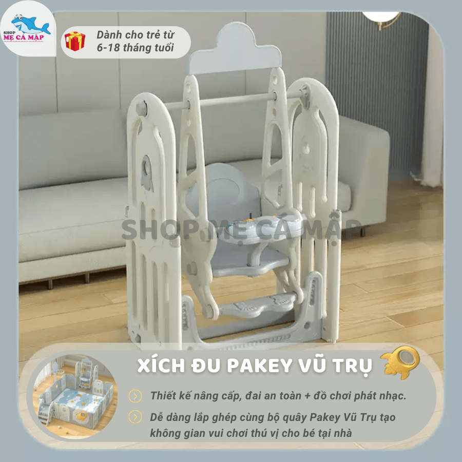 Quây cũi nhựa vũ trụ FULL SET GẤP GỌN cầu trượt xích đu, tặng kèm bộ bóng rổ