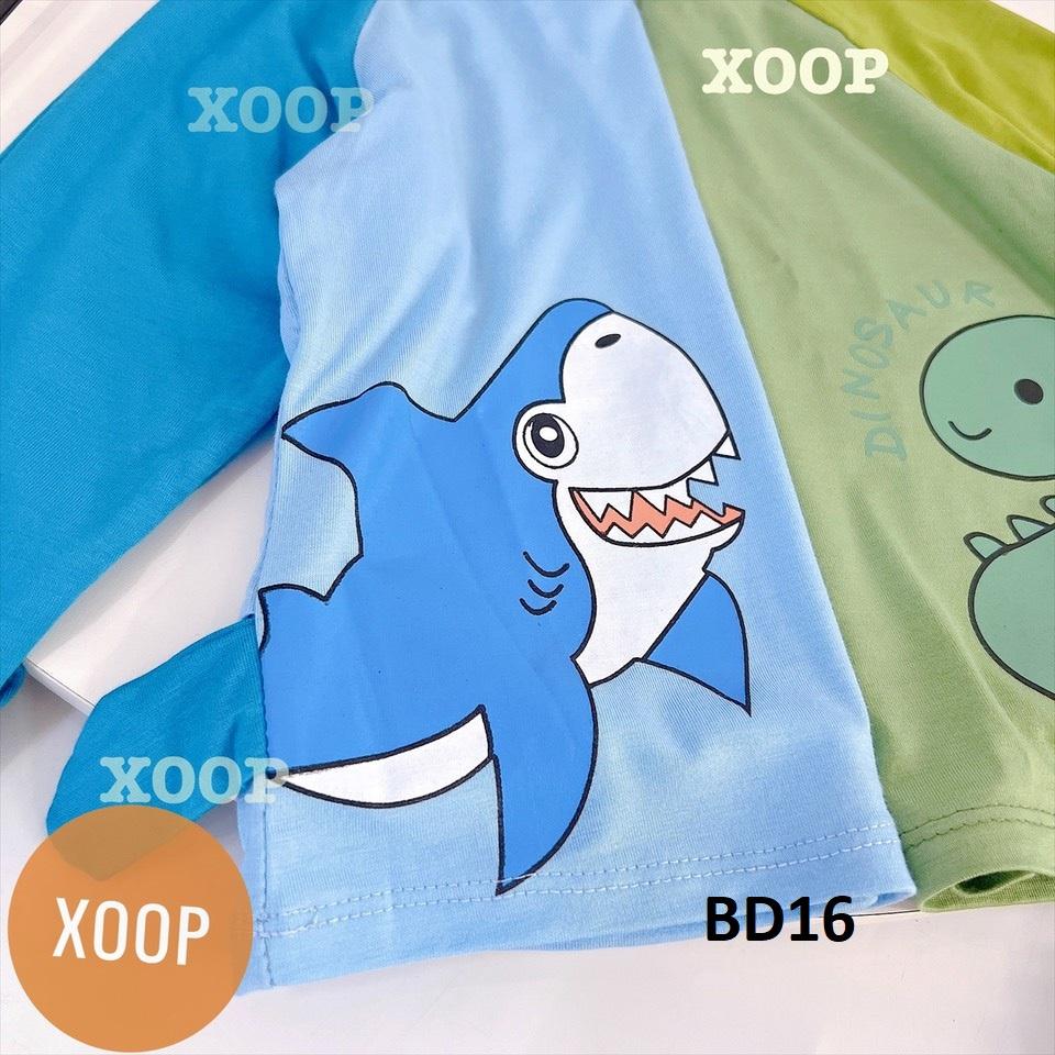 Bộ dài tay chất thun lạnh- Bộ dài tay xoop in họa tiết chim cánh cụt cho bé BD16