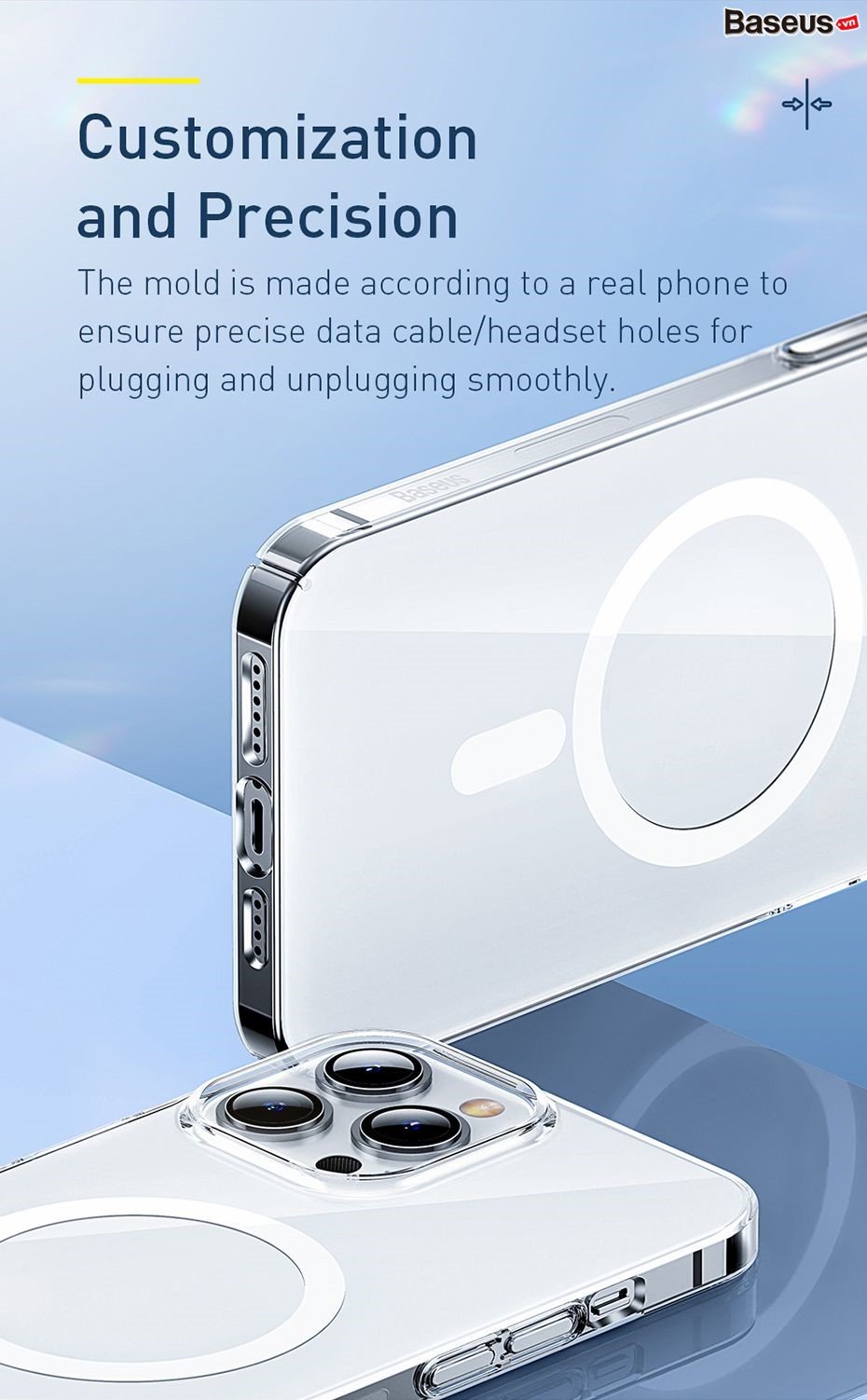 Ốp lưng nhựa cứng PC siêu mỏng không ố vàng từ tính Baseus Crystal Magnetic Dành Cho Phone 13 Promax/ 13Pro/ 13_ Hàng Chính Hãng
