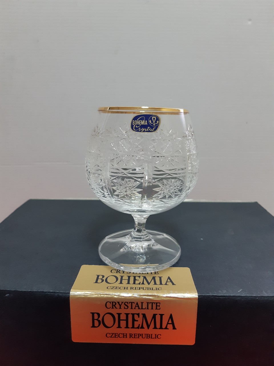 BỘ 6 LY PHA LÊ SÉC CRYSTALITE BOHEMIA 250ML, MÀI 57, VIỀN VÀNG 24K