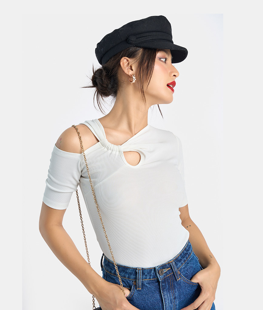 Áo Thun Nữ Thời Trang HNOSS Cutout Tay Ngắn HNATH034