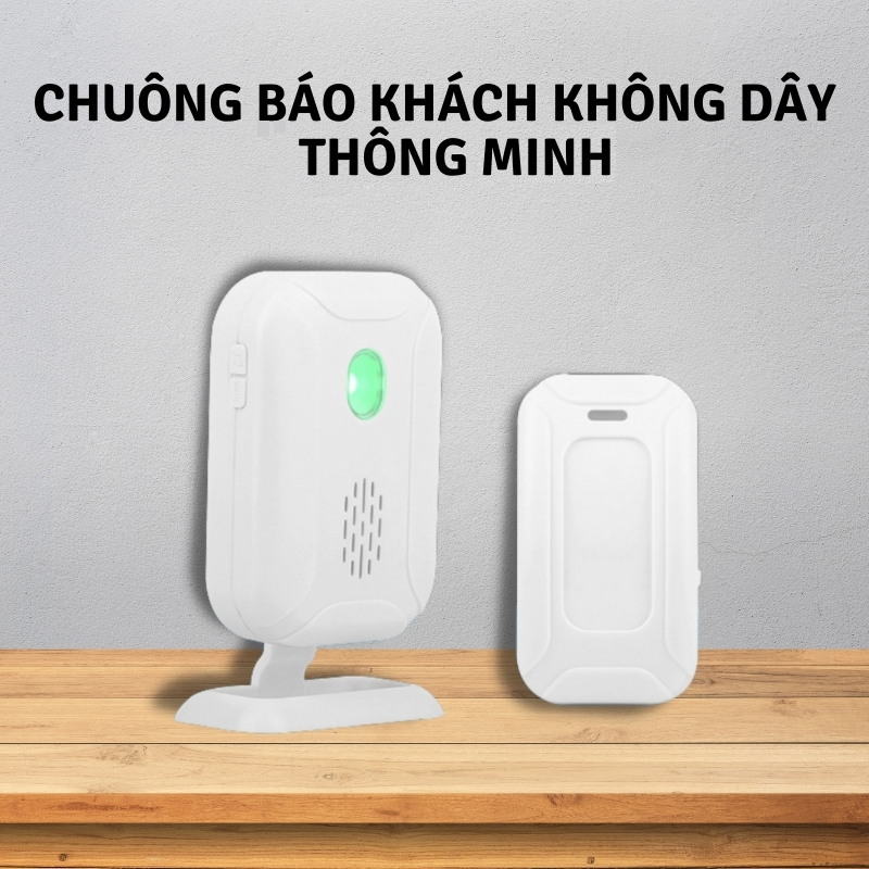 Chuông cửa báo khách chống trộm thông minh hồng ngoại màu trắng