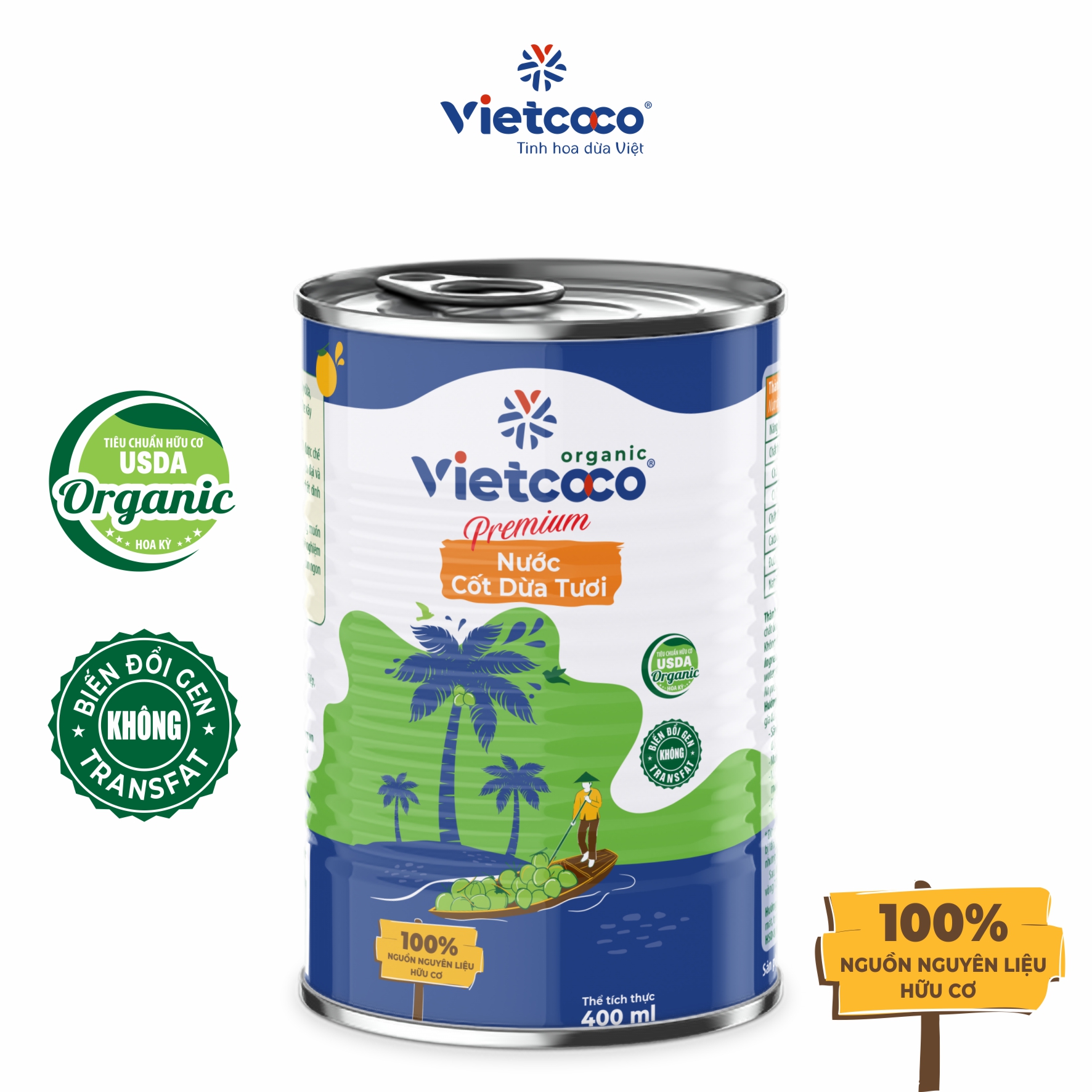 Nước Cốt Dừa Tươi Organic Vietcoco 400ml