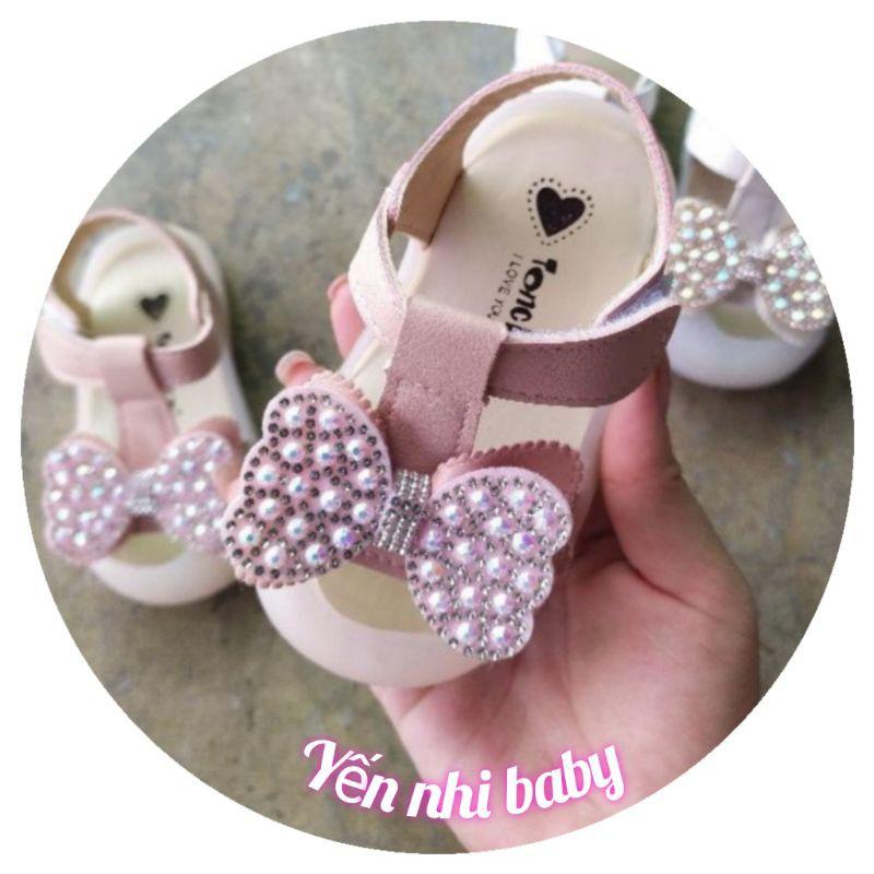 Sandal tập đi nơ đá xinh cho bé gái- dép xinh cho bé