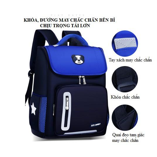 Balo chống gù dáng hộp, cặp học sinh tiểu học có phát quang bảo vệ cho bé- BL104- Hàng Đẹp Size to
