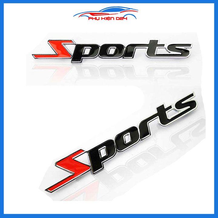 Logo chữ nổi SPORT màu đen hiệu ứng 3D dùng dán đuôi xe ô tô