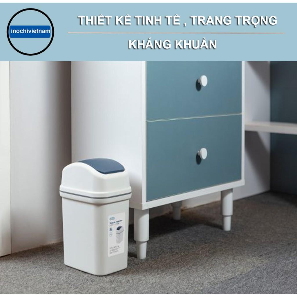 Thùng Rác Nhựa Nắp Lật Thông Minh Inochi 5Lít 10L 15L Làm Sọt Rác Văn Phòng, Khách Sạn, Đựng Rác Gia Đình THRNL05