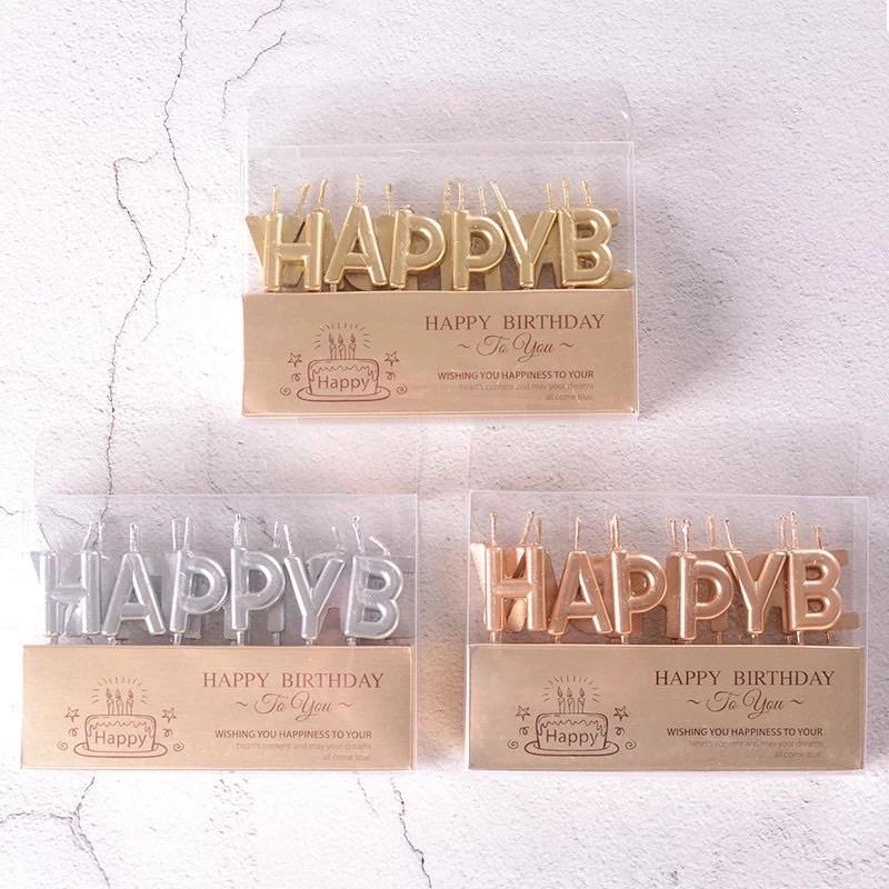 Nến chữ HAPPY BIRTHDAY trang trí bánh sinh nhật