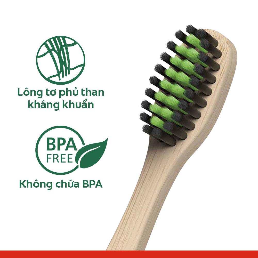 Bộ 6 bàn chải đánh răng Colgate than hoạt tính kháng vi khuẩn Bamboo Charcoal từ tre thiên nhiên