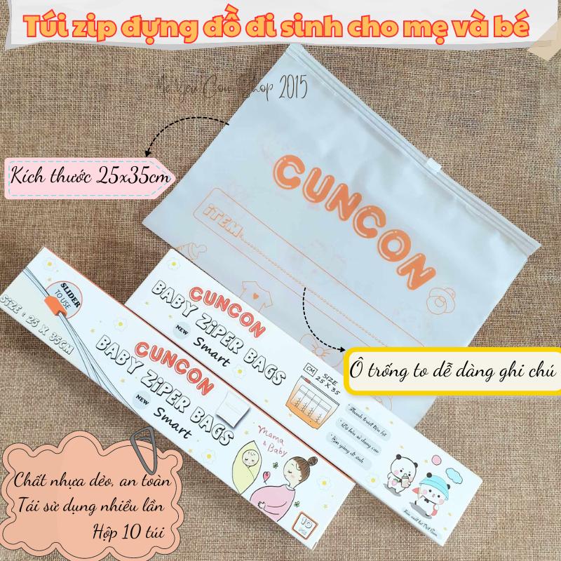 (25x35cm) Túi zip lụa mờ đựng đồ đi sinh khoá kéo đa năng - Hiệu Cún Con