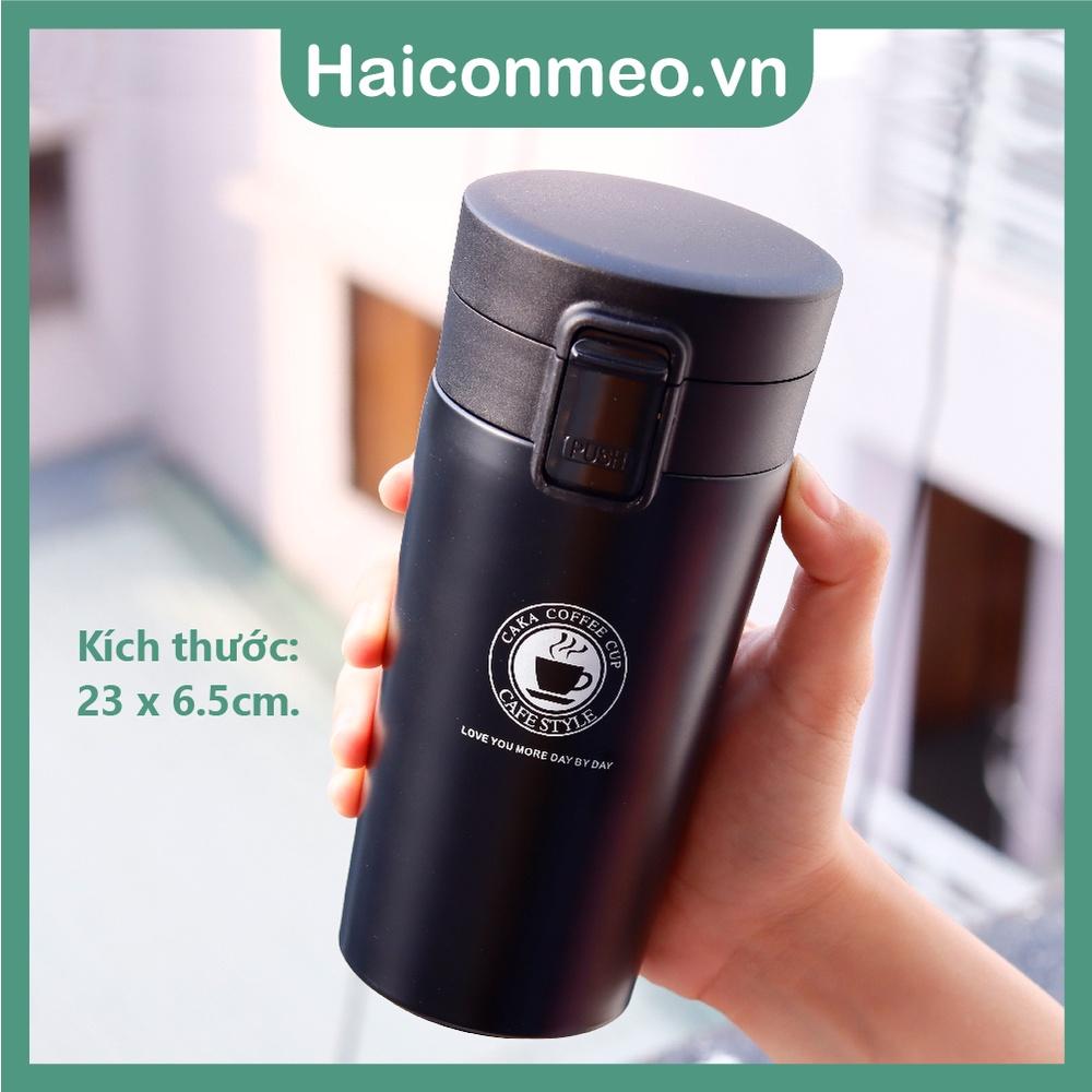 Ly cốc giữ nhiệt Inox SUS 304 style Cafe Coffee nắp bật, 380ml
