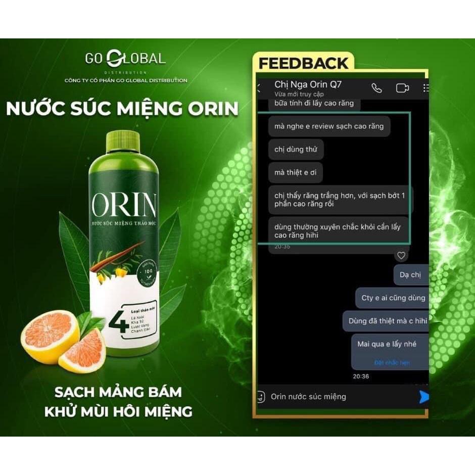 Nước súc miệng thảo mộc Orin 100ml ( Dược Phương Nam) ngừa sâu răng, kháng khuẩn, tan mảng bám