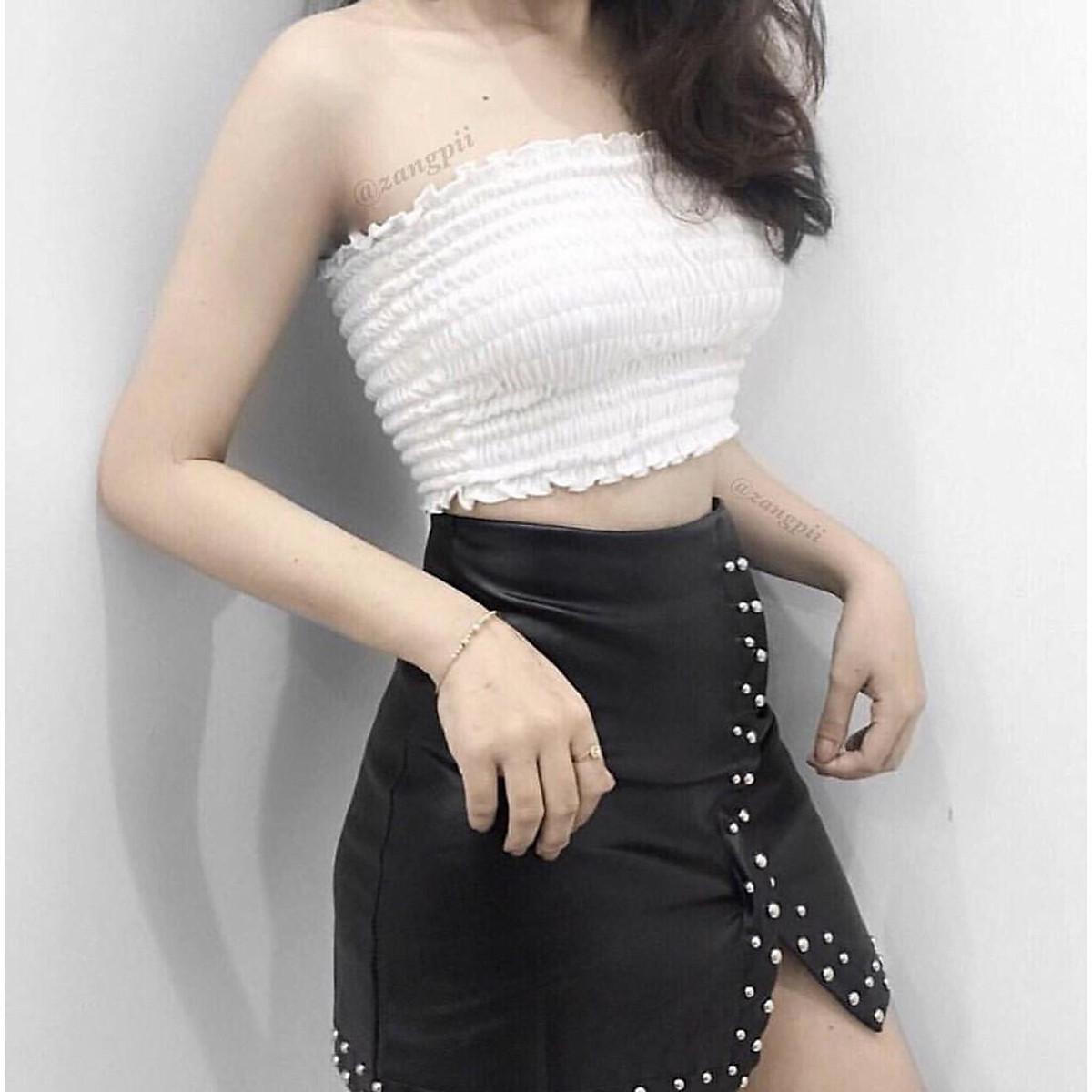 ÁO ỐNG VOAN GÂN BASIC TRƠN THUN NỮ CROPTOP CO GIÃN ÔM BODY HOT GIRL HÀN QUỐC SWAG CHẤT 47