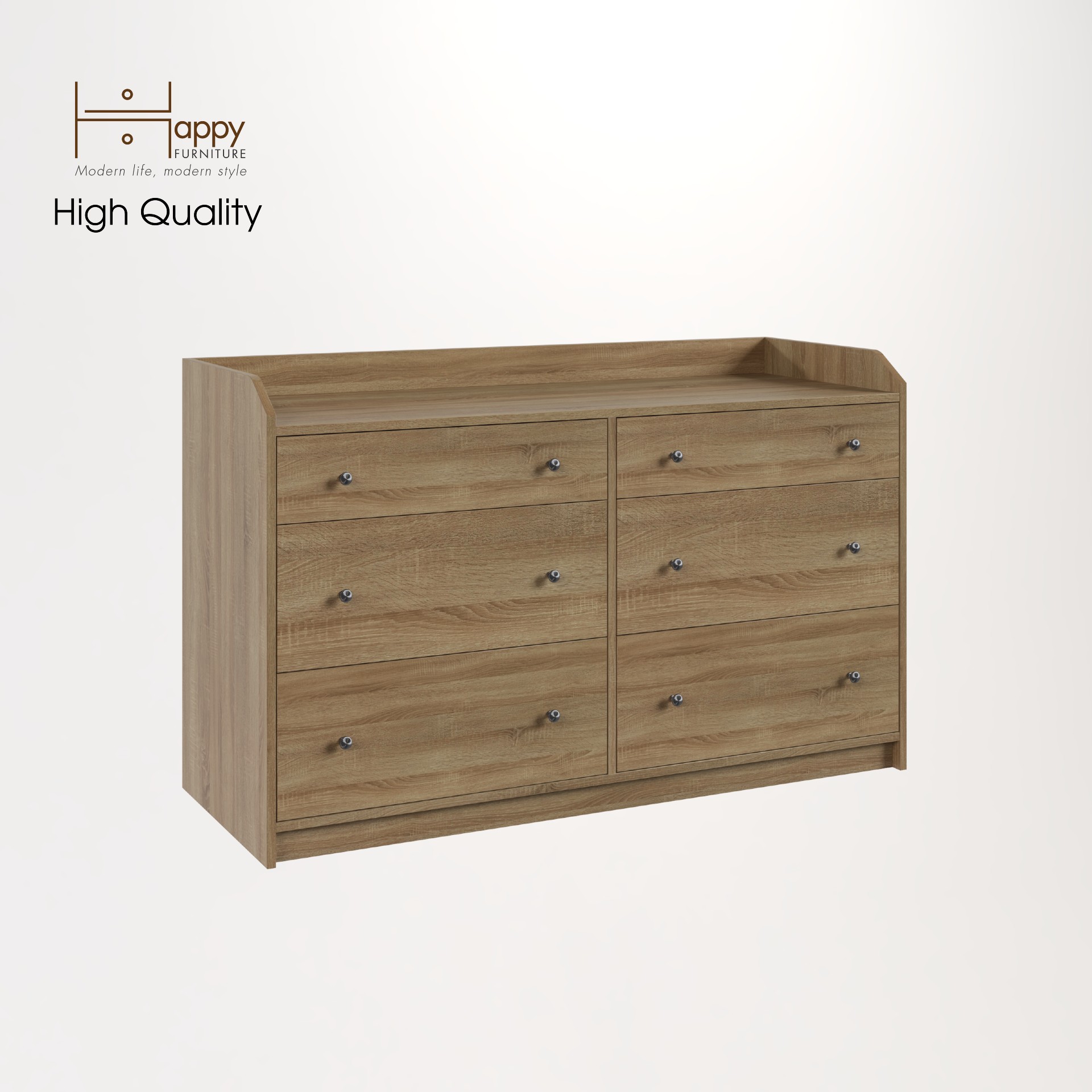 [Happy Home Furniture] CANA,  Tủ 3 tầng - 6 ngăn kéo ,  138cm x 46cm x 84cm ( DxRxC), THK_009