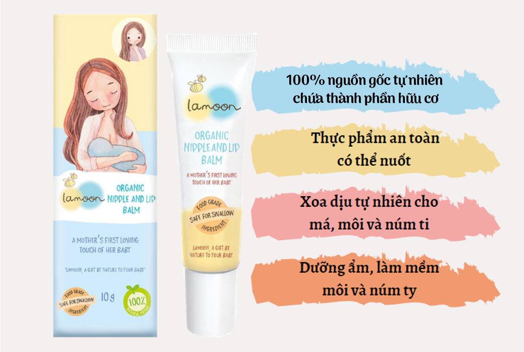 Kem dưỡng ẩm núm ti và môi cho mẹ Lamoon - 10g