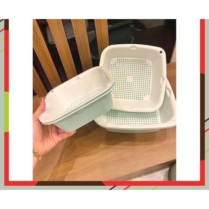 Set 3 thau và rỗ NHỰA rửa rau củ , hoa quả , Trái Cây tiện Lợi