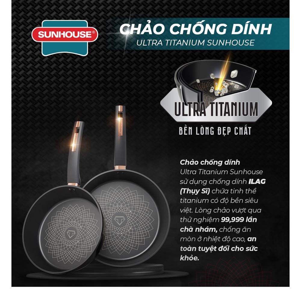 Chảo chống dính ultra Titanium Sunhouse ST30B, Đường kính 30 cm, Chống dính Ultra Titanium có độ bền 15 năm, Sử dụng được trên tất cả các loại bếp, Hàng chính hãng