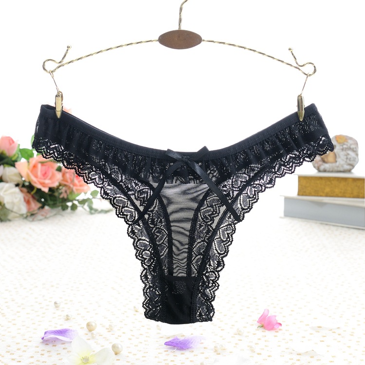 Combo 2 quần lót nữ, quần lọt khe, quần lót tam giác ren lưới xuyên thấu sexy, đính nơ xinh xắn LYEQ052