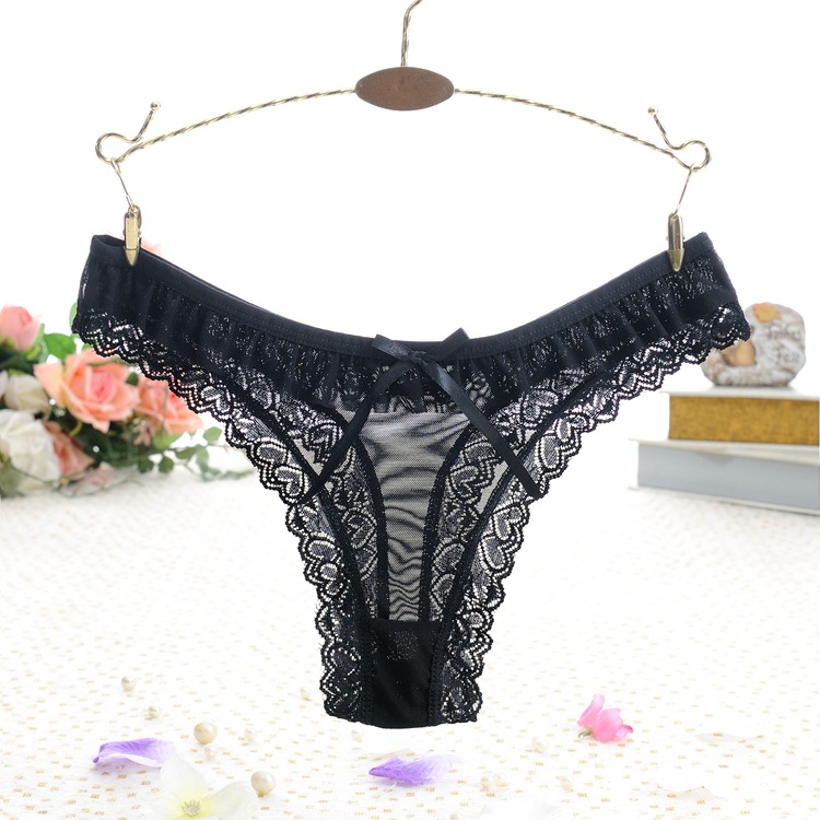 Combo 2 quần lót nữ, quần lọt khe, quần lót tam giác ren lưới xuyên thấu sexy, đính nơ xinh xắn ( màu ngẫu nhiên) LYEQ052