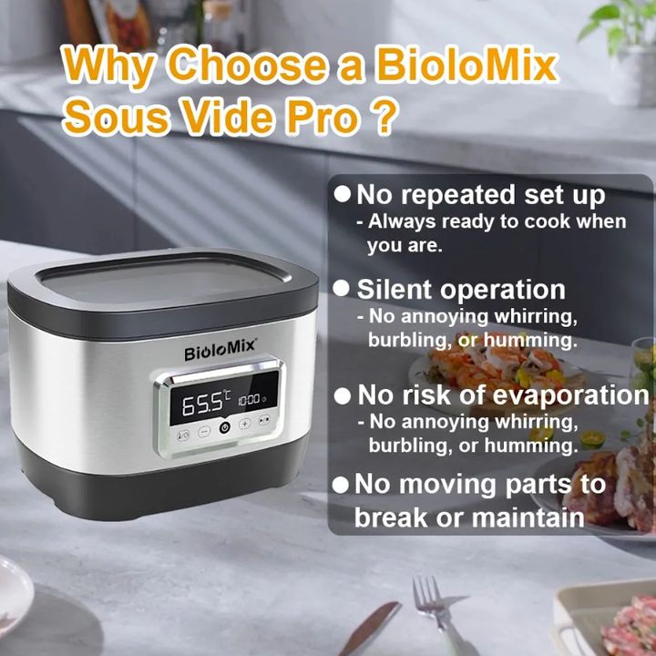 Máy nấu chậm Sous Vide BioloMix LS-SV03A thế hệ thứ 6, công suất 700W, dung tích bình chứa 8L, màn hình LED cảm ứng hiển thị - Hàng chính hãng