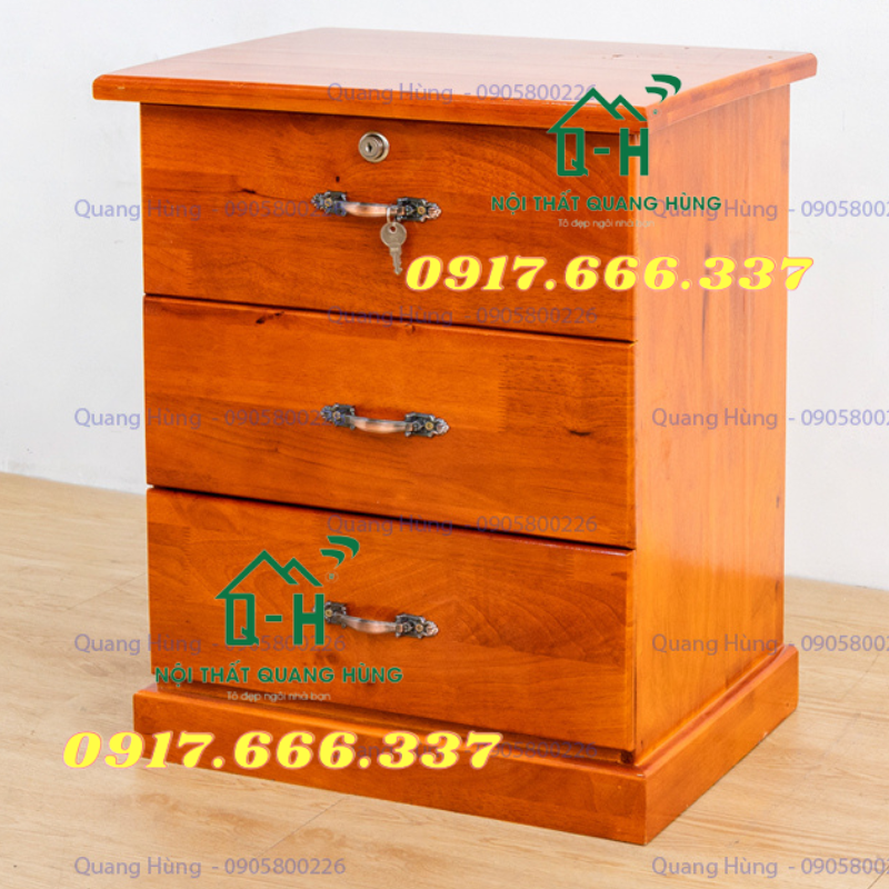 TỦ ĐẦU GIƯỜNG GỖ CAO SU MÀU NÂU DÀNH CHO VĂN PHÒNG