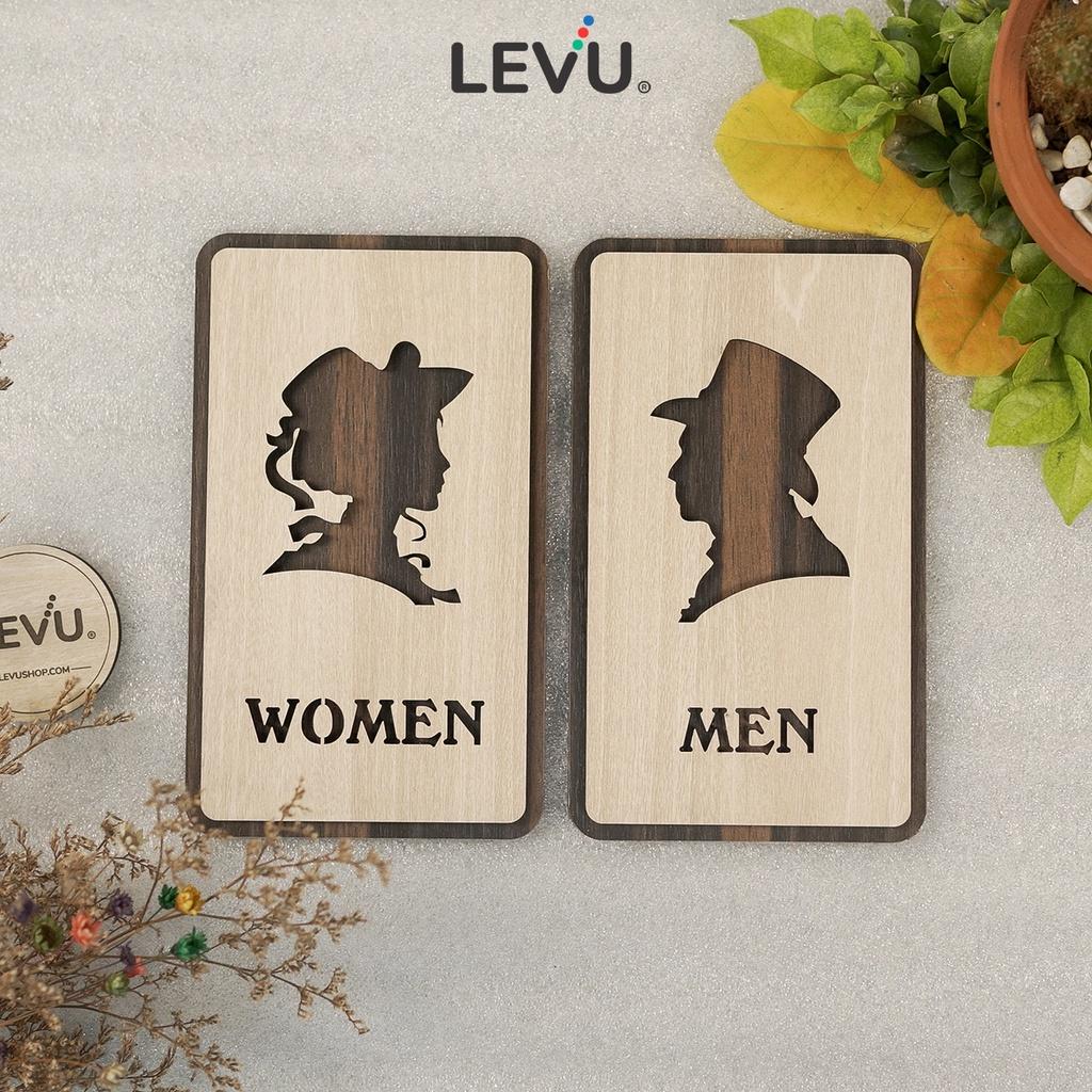 Bộ bảng Men Women trang trí cửa toilet phong cách mới LEVU TL33