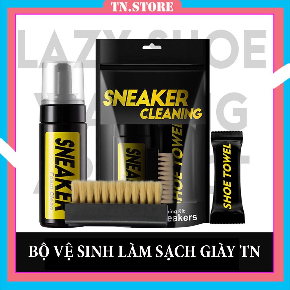 Bộ vệ sinh giày sneaker 3 món gồm chai tạo bọt tuyết, bàn chải, khăn lau giày-TN