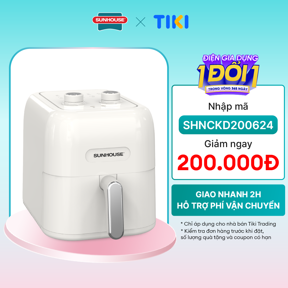 Nồi chiên không dầu 5.5L Sunhouse SHD4022 - Hàng chính hãng