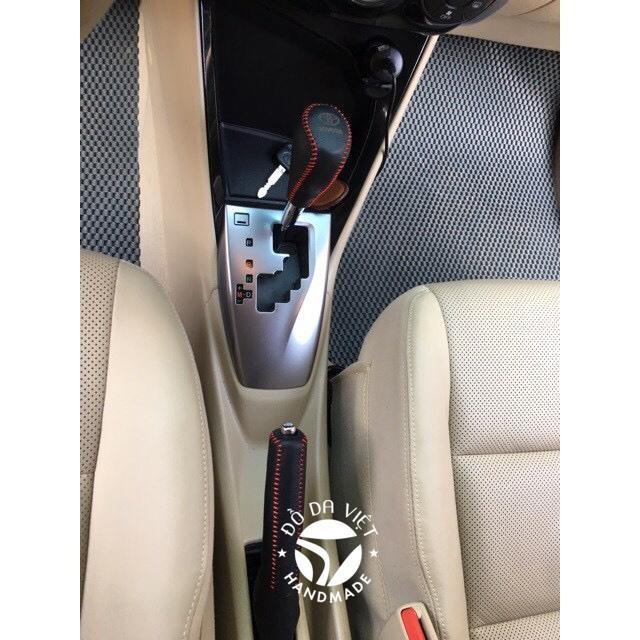 Bọc cần số, phanh tay VIOS 2012-2018, ALTIS, CAMRY 2018-2021 số tự động, da bò thật, bảo hành 2 năm
